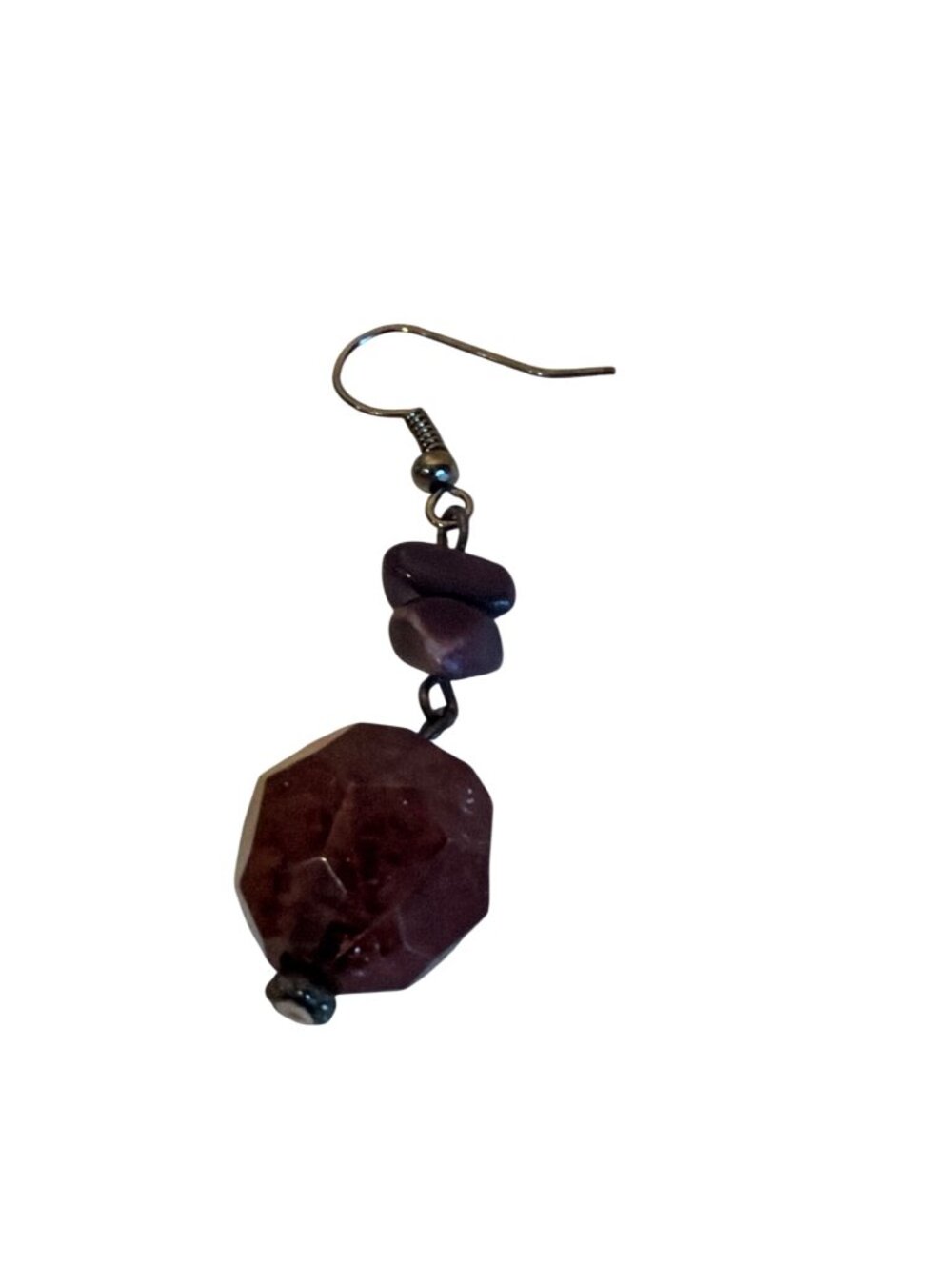 Dangle Drop Earrings Faceted Red & Purple Beaded Sparkly Boho Career 1" - Picture 4 of 5
